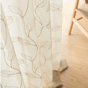 Leaf Embroidered Sheer Curtains (2)